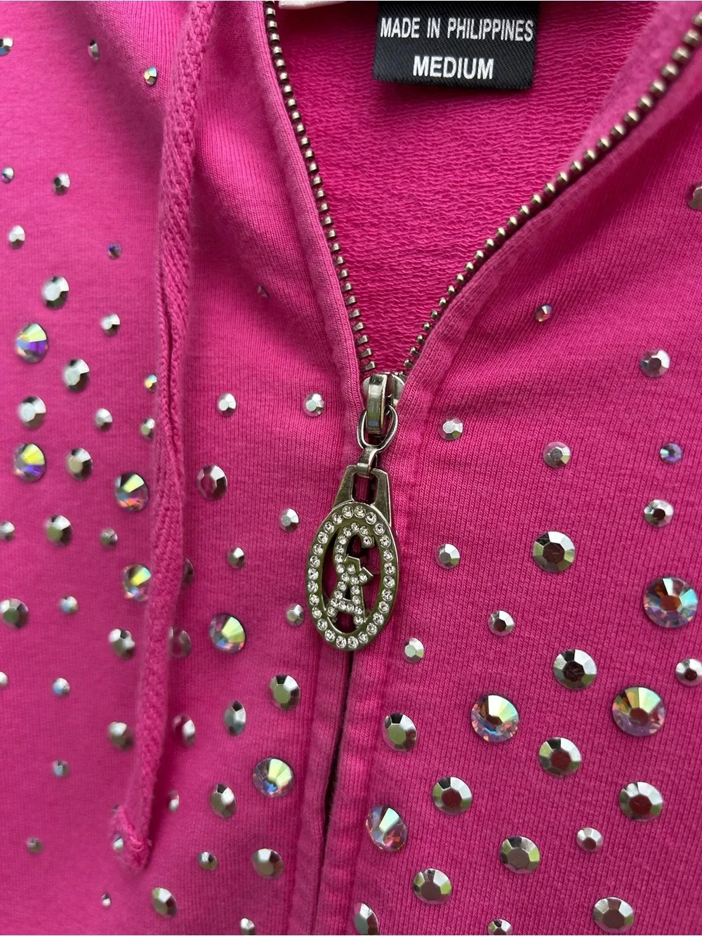 Christine Alexander Rhinestone Outfit Set Size S/M Pink Stretchy Jacket & Pants